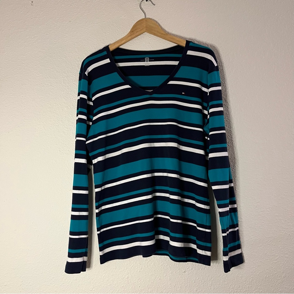 Striped Tommy Hilifger long sleeve v-neck top